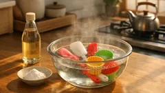 シリコン製ヘラのベタつきは1時間つけ置きで解消へ、重曹と酢でサラサラにする手順