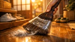 ほうきにラップを巻くだけで髪の毛が取れる、掃除がラクになる裏ワザ