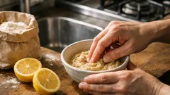 捨てないで正解、レモンの皮と小麦粉で作る台所掃除ペーストの使い方