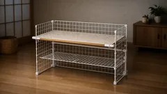 100均ワイヤーネットで子ども用デスクDIY、高さ調整もできる作り方