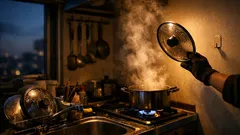 鍋蓋の置き場問題を解決する、ダイソーの浮かせる収納が調理中に便利だった