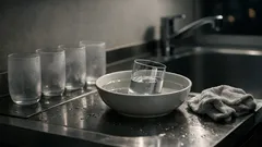 グラスの白い曇りは水垢かも、食酢のつけ置きで透明感を取り戻す方法